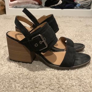 Block Heel Black Sandals